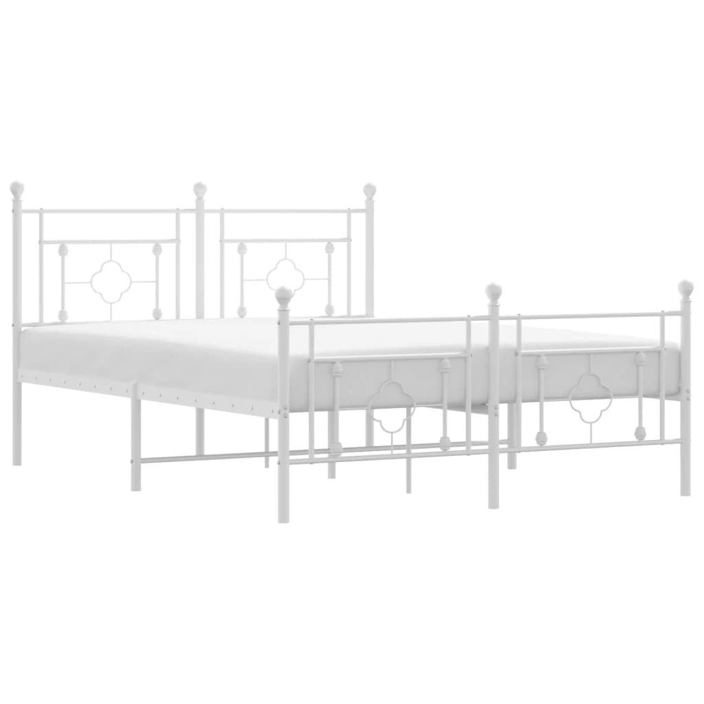 vidaXL Cadre de lit métal sans matelas et pied de lit blanc 140x200 cm