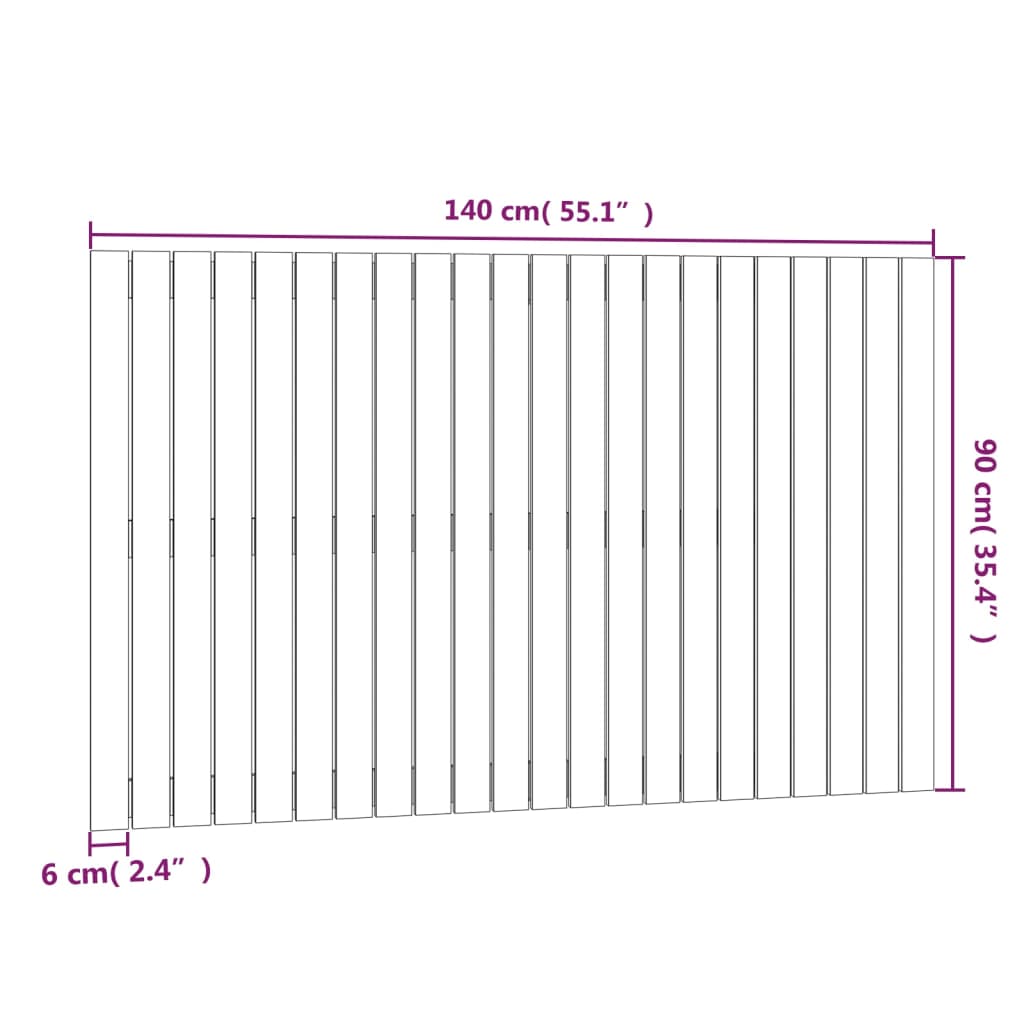 vidaXL Tête de lit murale Marron miel 140x3x90 cm Bois massif de pin