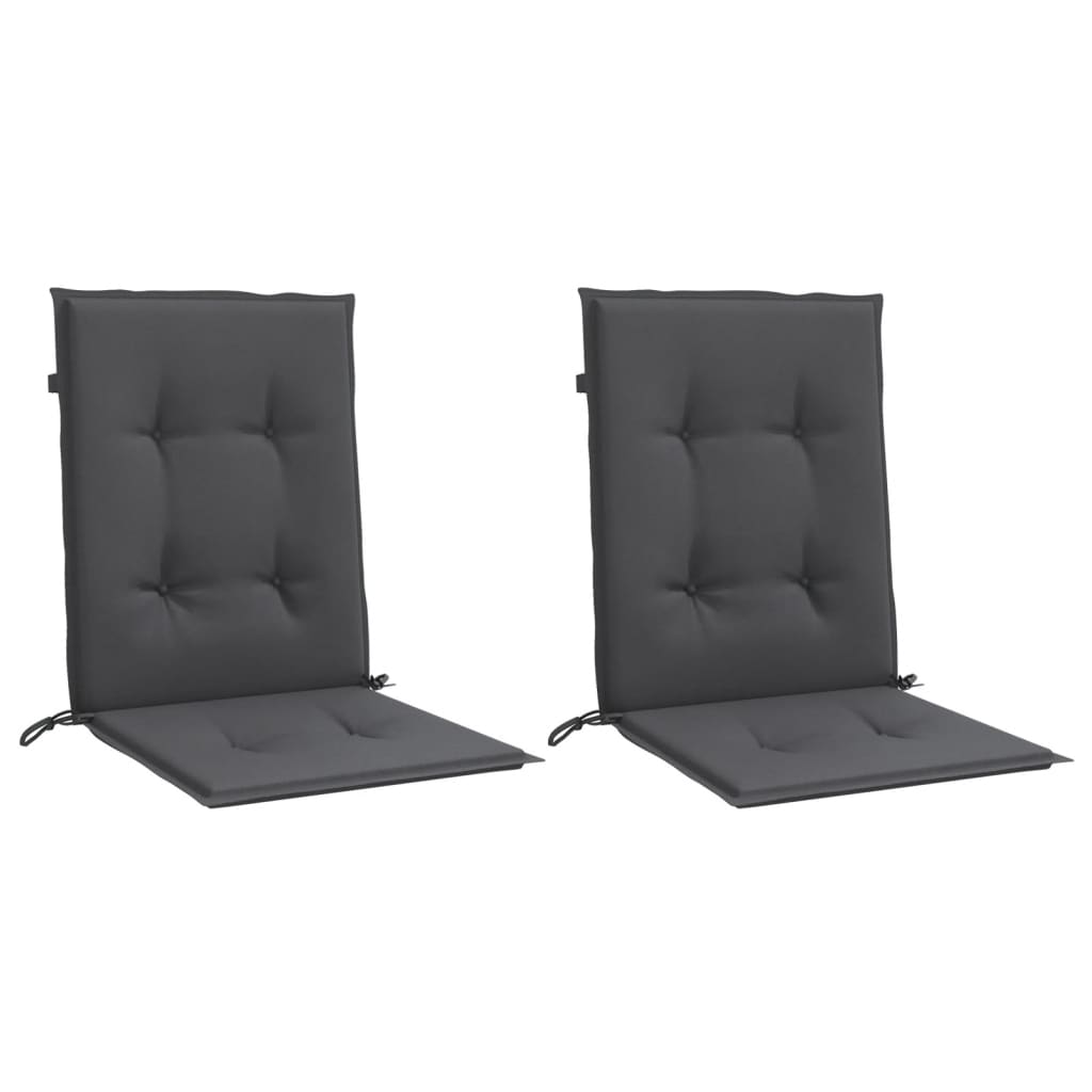 vidaXL Coussins de chaise à dossier bas lot de 2 anthracite mélangé