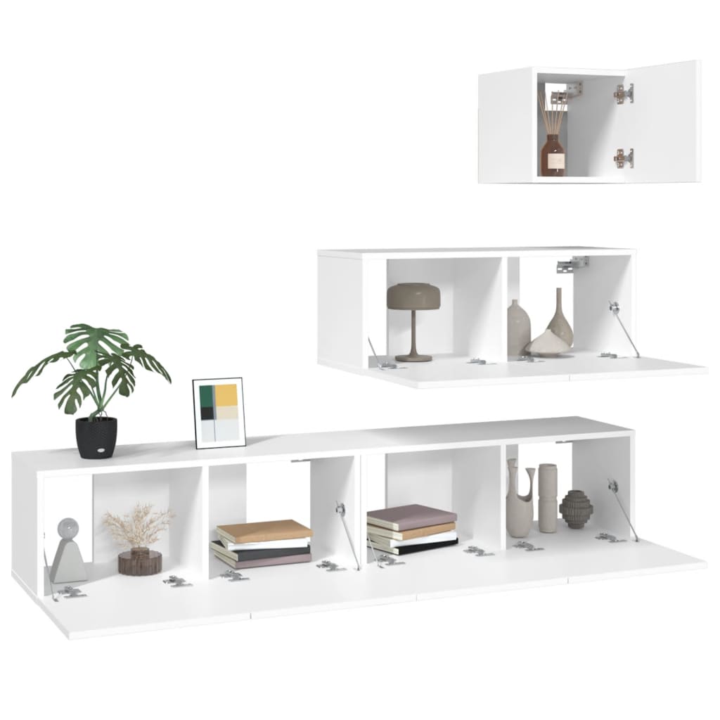 vidaXL Ensemble de meubles TV 4 pcs Blanc Bois d'ingénierie