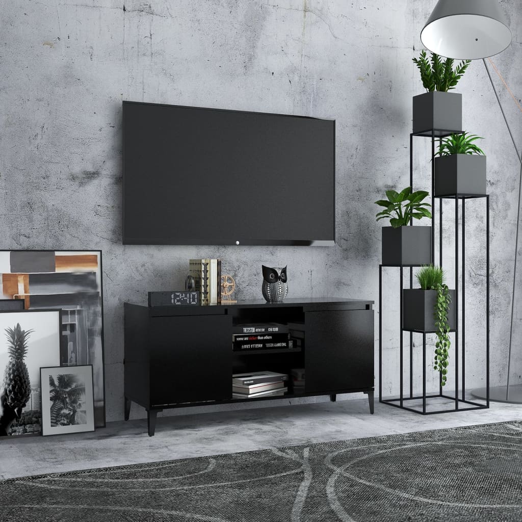 vidaXL Meuble TV avec pieds en métal Noir 103,5x35x50 cm