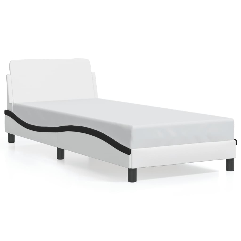 vidaXL Cadre de lit avec tête de lit blanc et noir 90x200cm similicuir