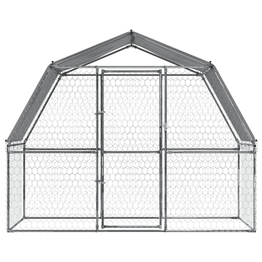 vidaXL Cage pour chiens avec toit et porte argenté acier galvanisé