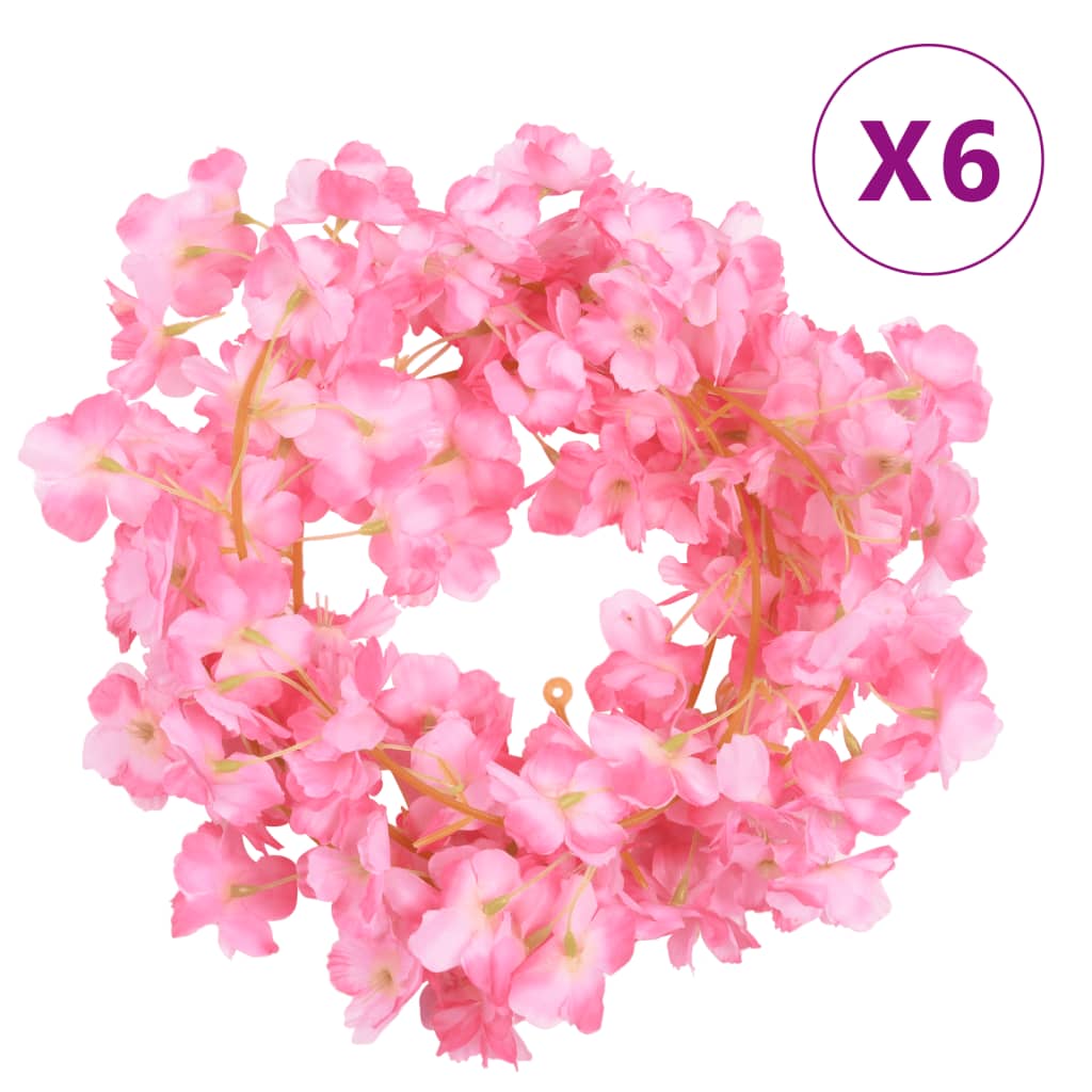 vidaXL Guirlandes de fleurs de Noël 6 pcs rose foncé 180 cm