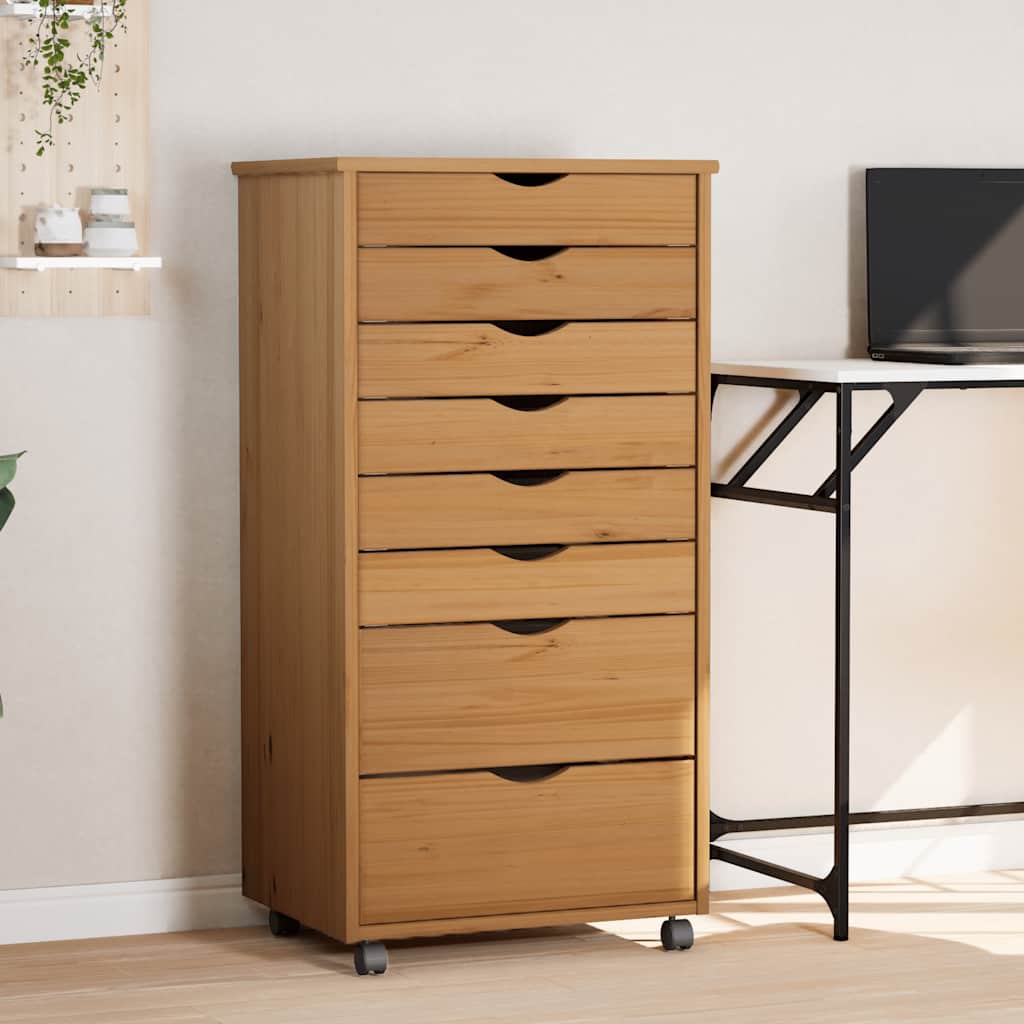 Armoire Roulante - Vidaxl - Brun - 34 X 39 X 65.5 Cm - Bois De Pin