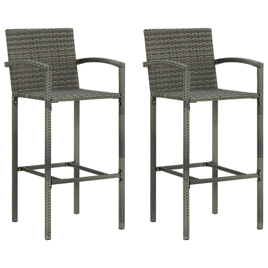 vidaXL Ensemble de bar de jardin 3 pcs Résine tressée Gris