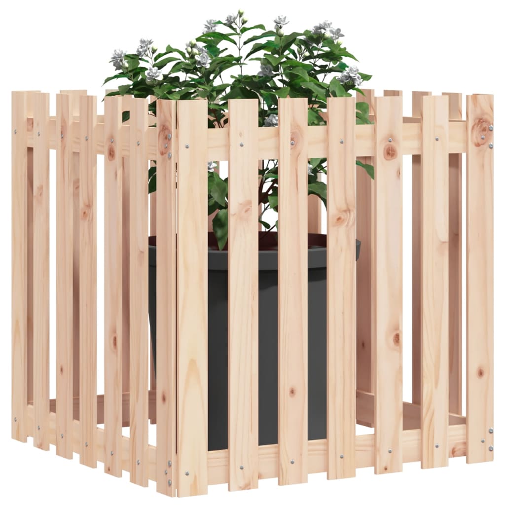 vidaXL Jardinière avec design de clôture 70x70x70 cm pin massif