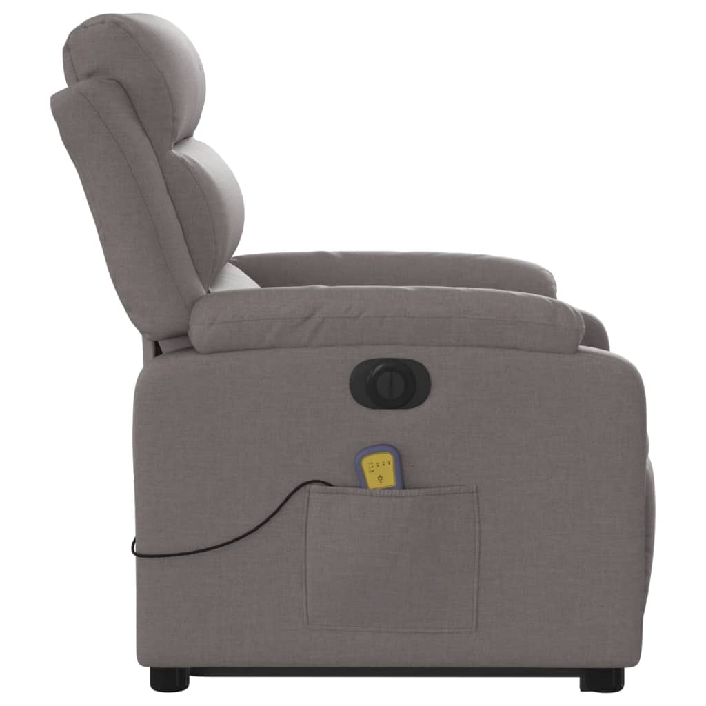 vidaXL Fauteuil inclinable de massage électrique Taupe Tissu