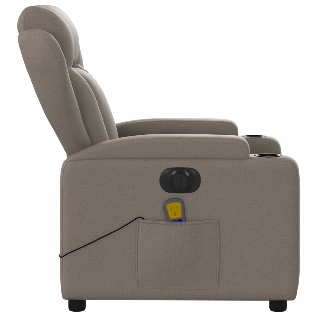 vidaXL Fauteuil de massage inclinable électrique Taupe Tissu