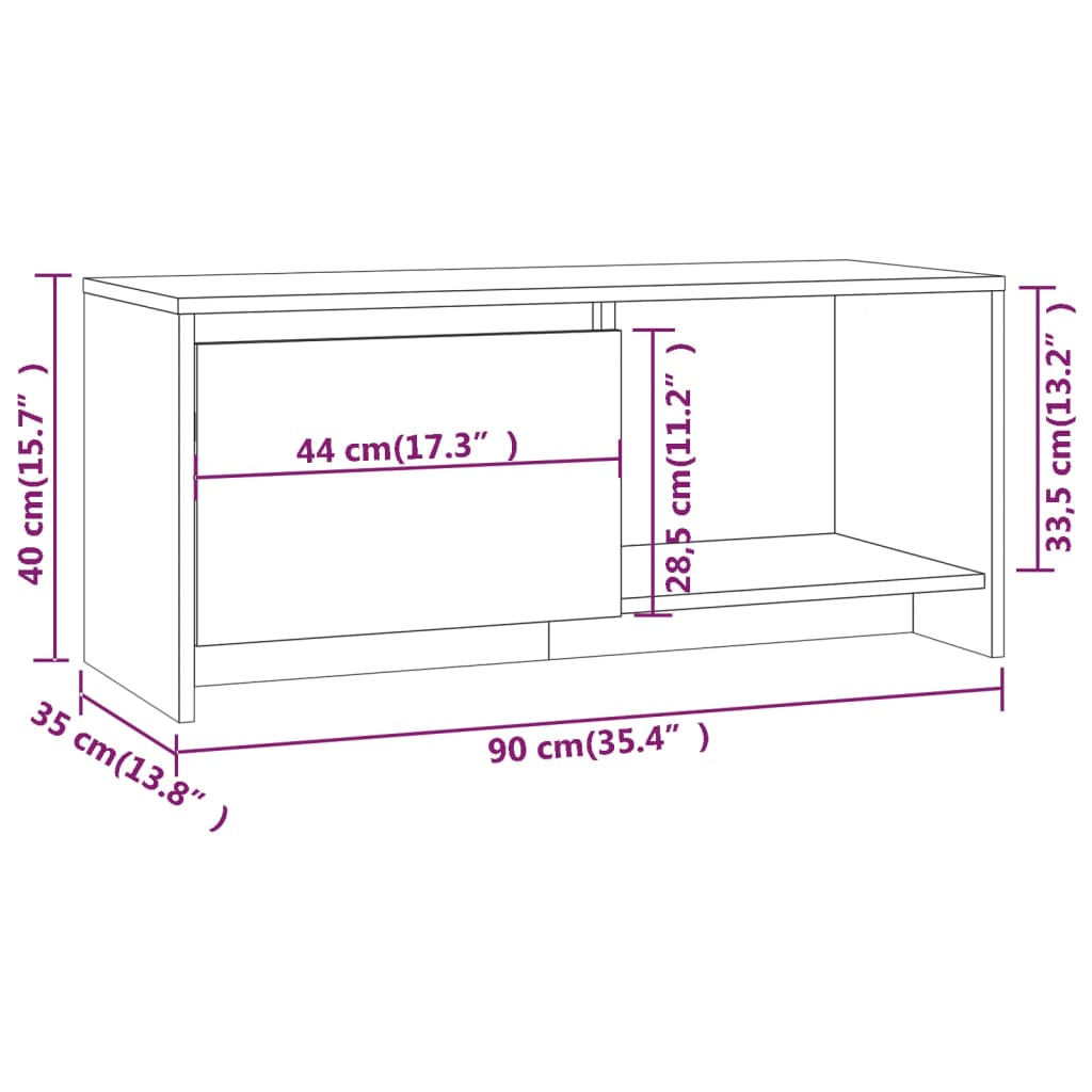 vidaXL Meuble TV Blanc 90x35x40 cm Bois d'ingénierie