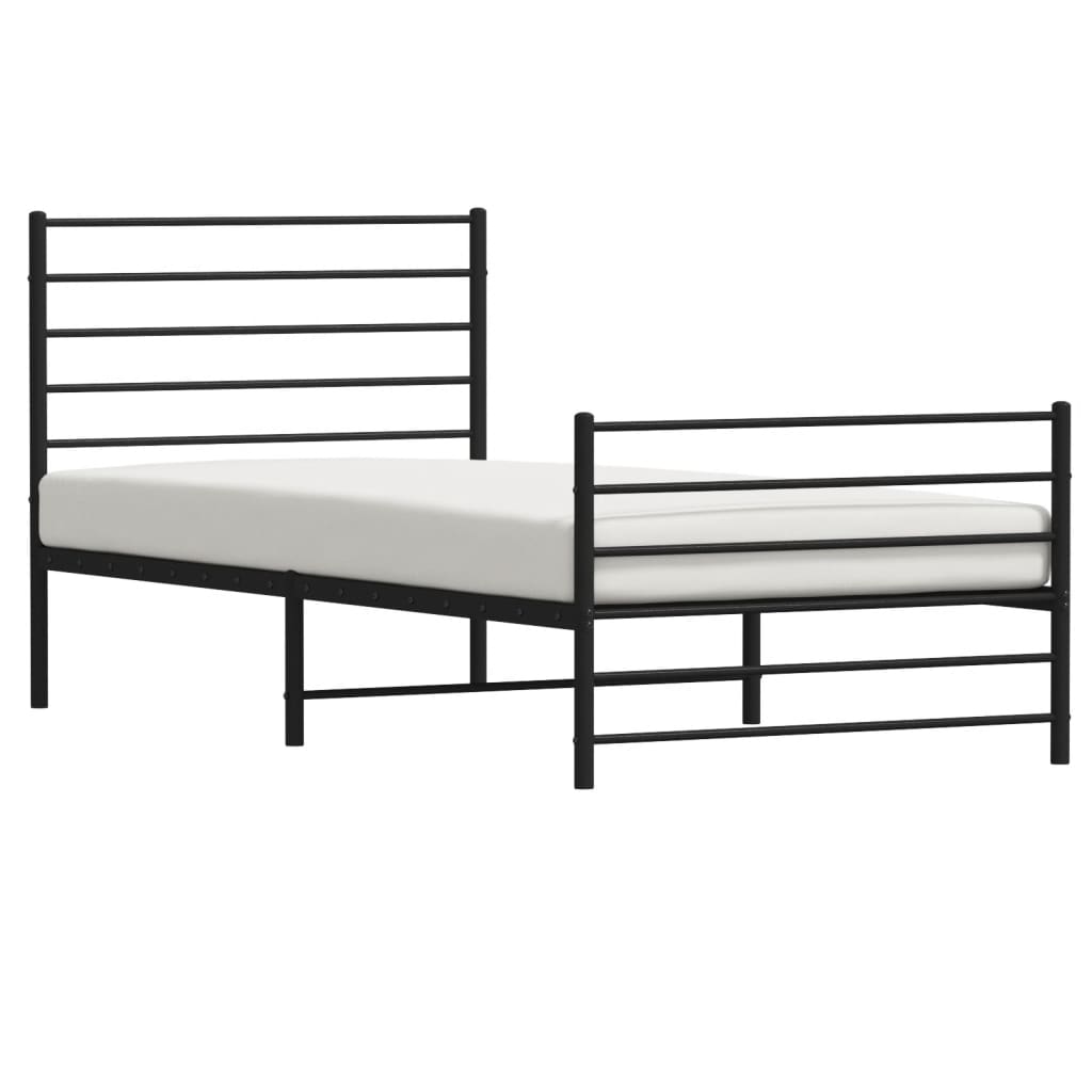 vidaXL Cadre de lit métal sans matelas avec pied de lit noir 107x203cm