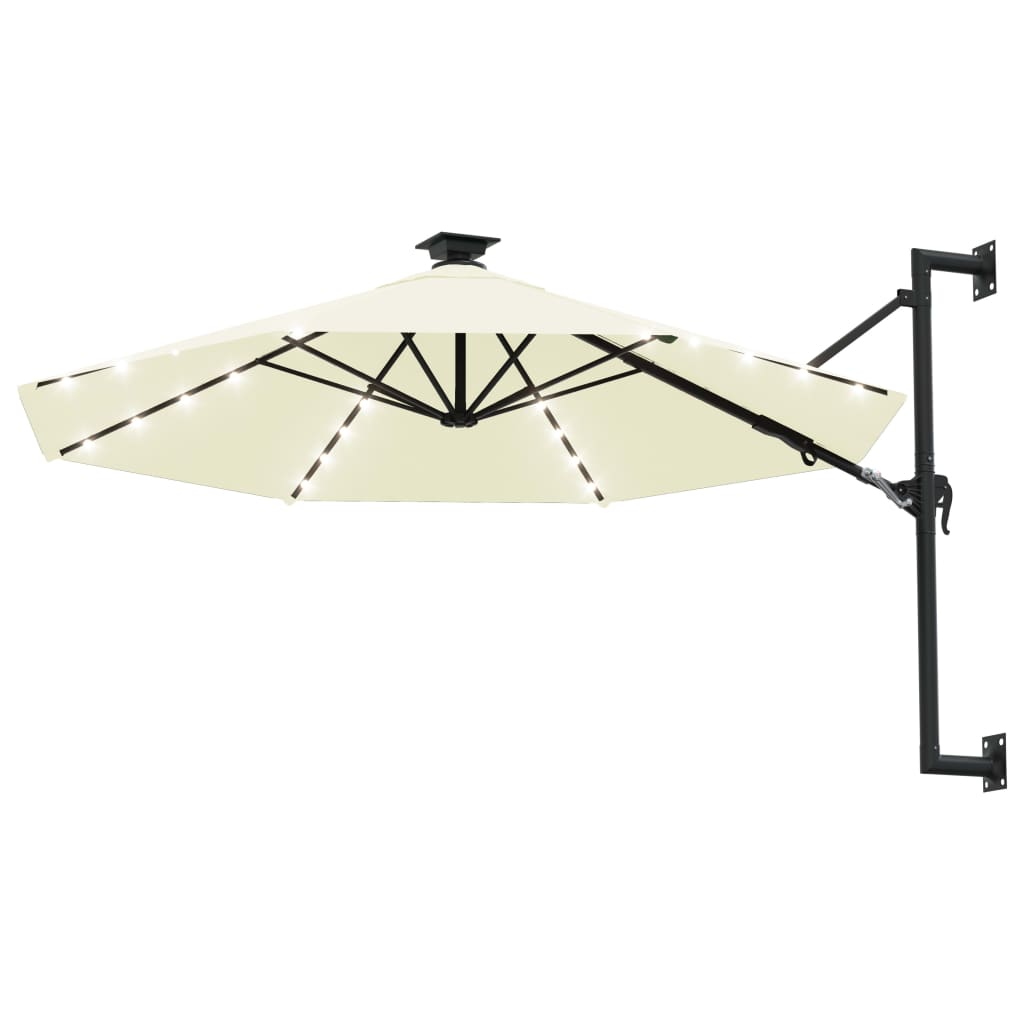 vidaXL Parasol mural de jardin avec LED 300 cm sable