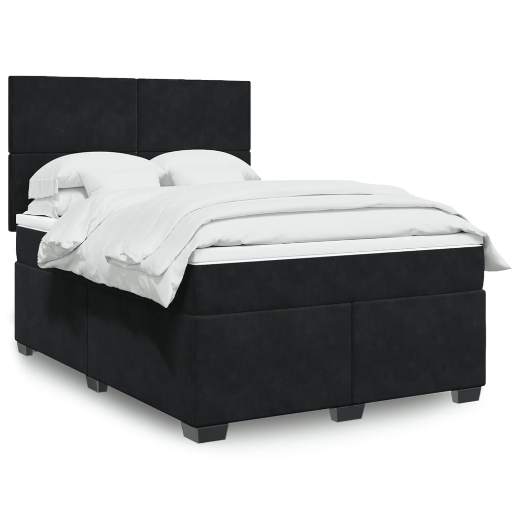 vidaXL Sommier à lattes de lit avec matelas Noir 140x190 cm Velours