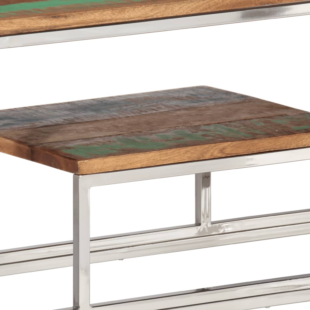 vidaXL Table console argenté inox et bois de récupération massif