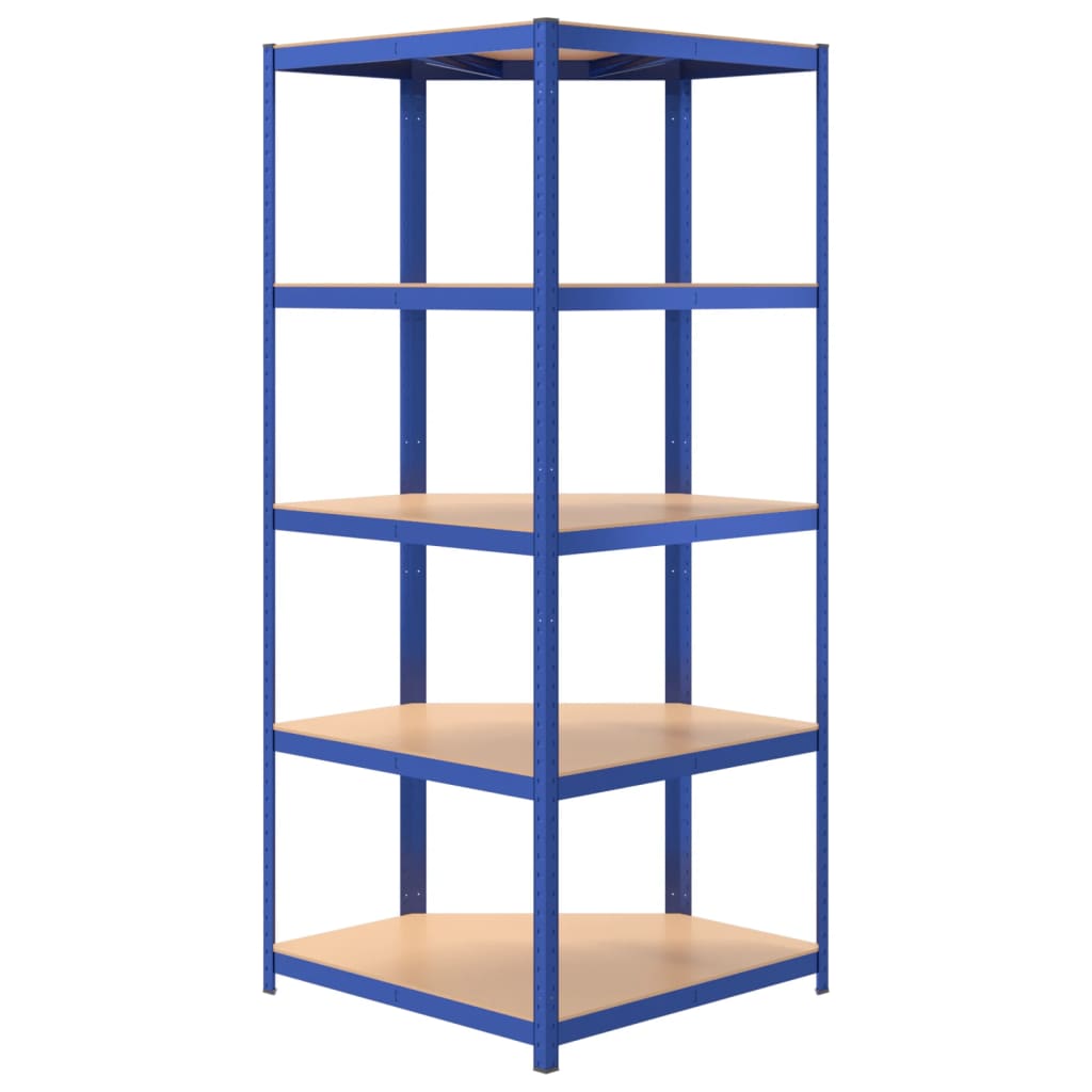 vidaXL Étagère d'angle à 5 niveaux Bleu Acier et bois d'ingénierie