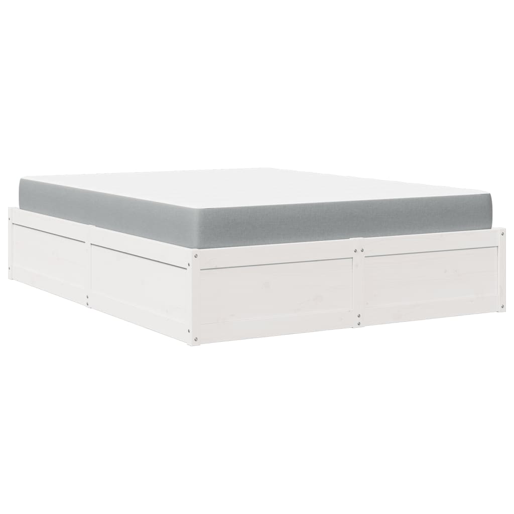 vidaXL Lit avec matelas blanc 140x200 cm bois massif de pin