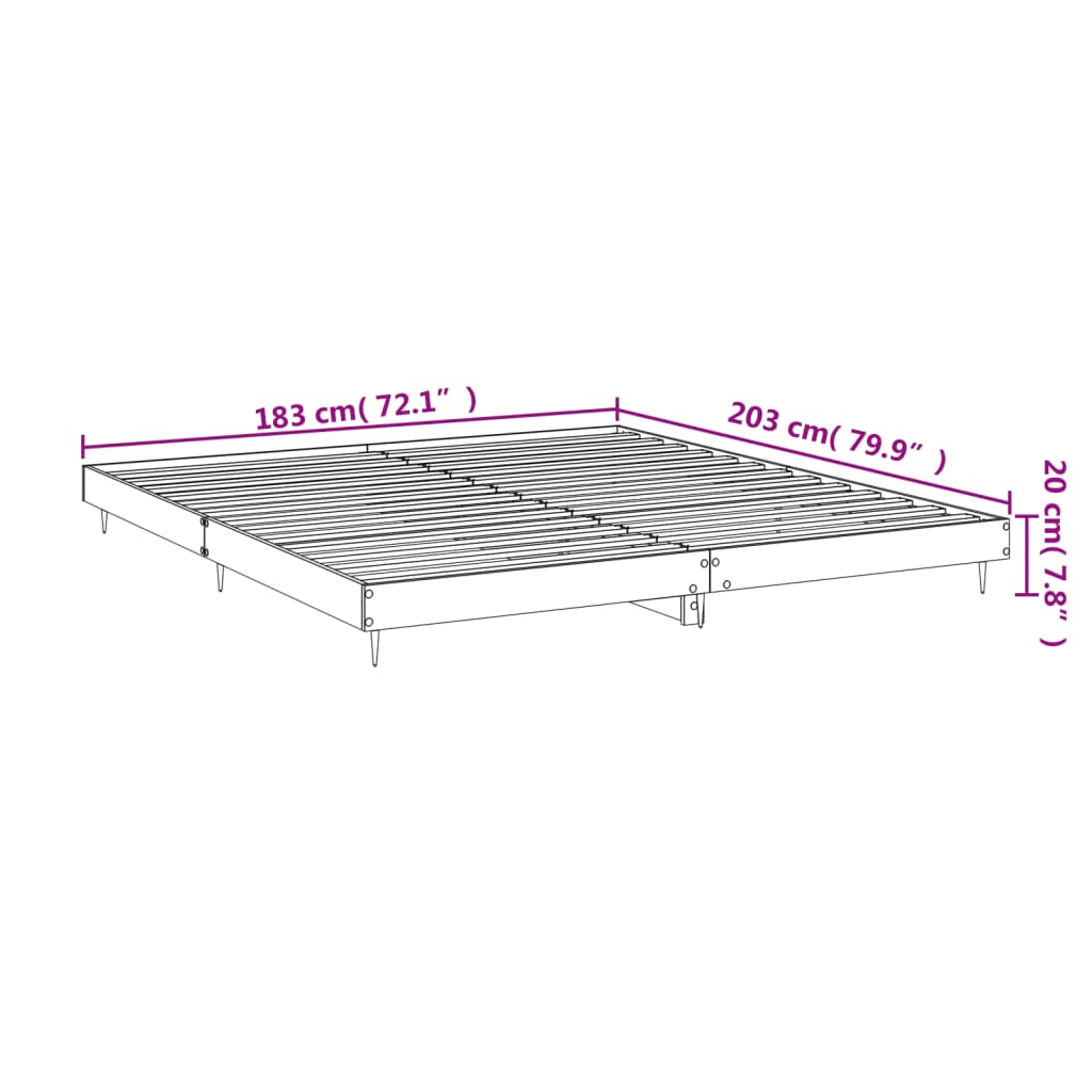 vidaXL Cadre de lit sans matelas gris béton 180x200 cm