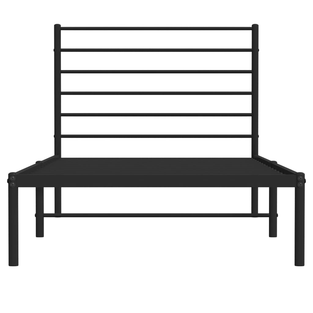 vidaXL Cadre de lit métal sans matelas avec tête de lit noir 107x203cm