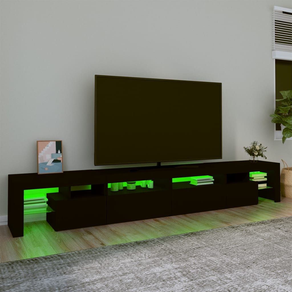 vidaXL Meuble TV avec lumières LED Noir 260x36,5x40 cm