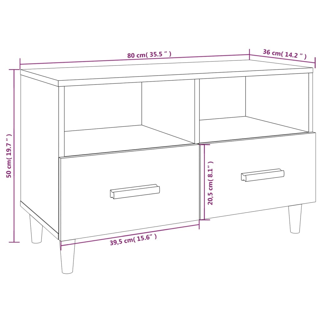 vidaXL Meuble TV Blanc brillant 80x36x50 cm Bois d'ingénierie