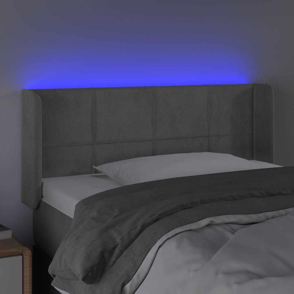 vidaXL Tête de lit à LED Gris clair 93x16x78/88 cm Velours
