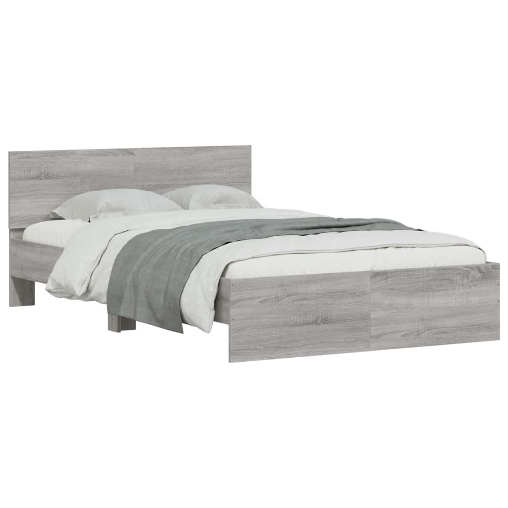 vidaXL Cadre de lit avec tête de lit sonoma gris 120x190 cm