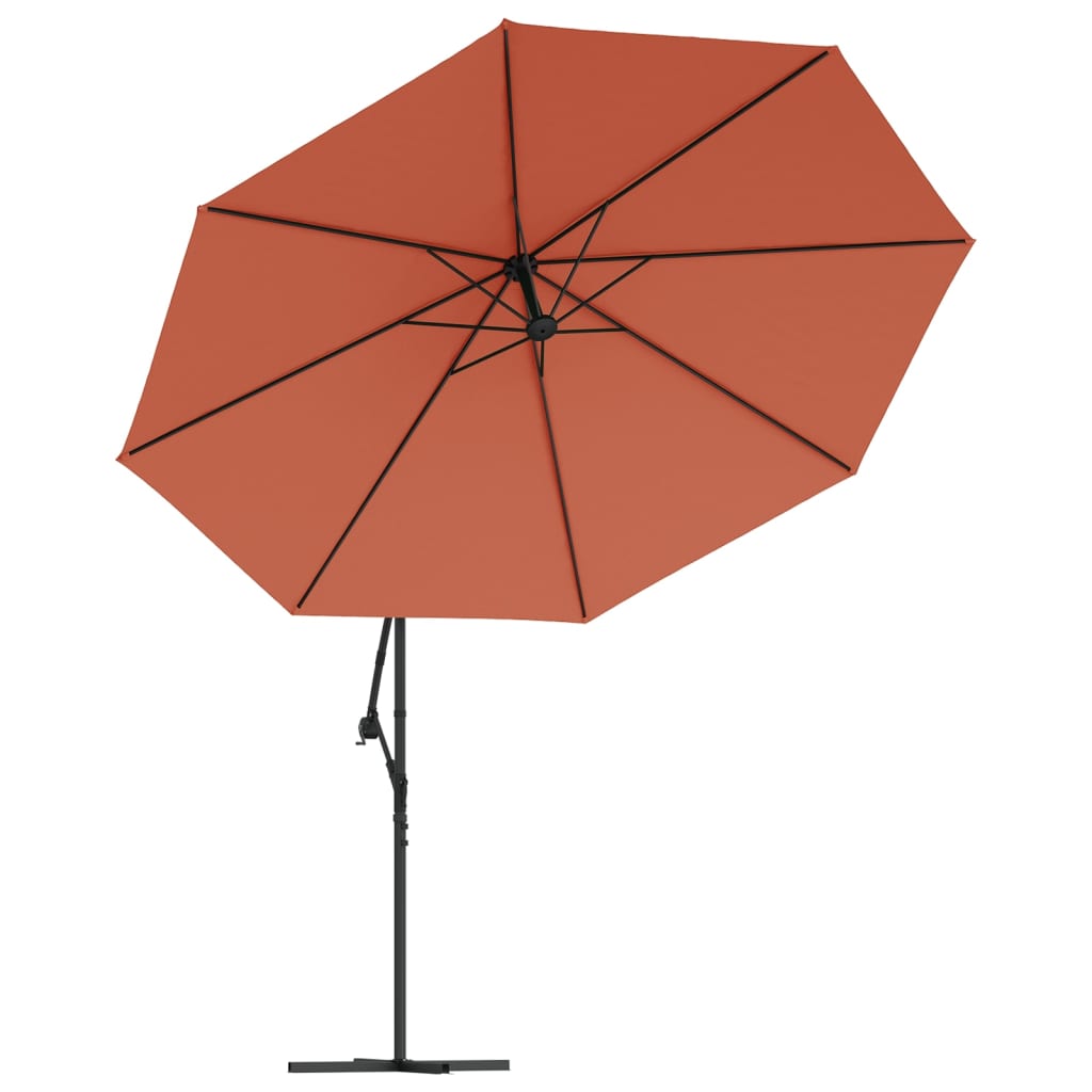 vidaXL Parasol de jardin en porte-à-faux avec lumières LED terre cuite