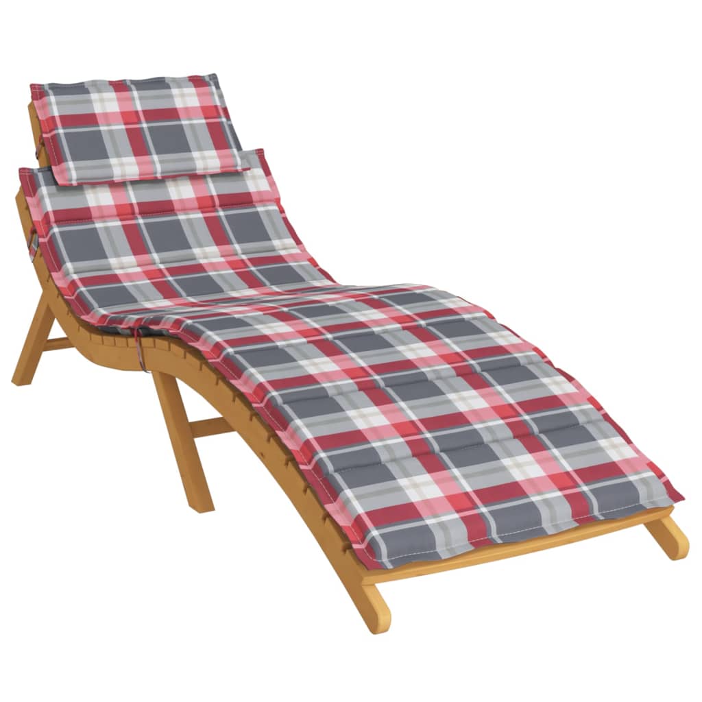 vidaXL Coussin de chaise longue à carreaux rouge 186x58x3 cm
