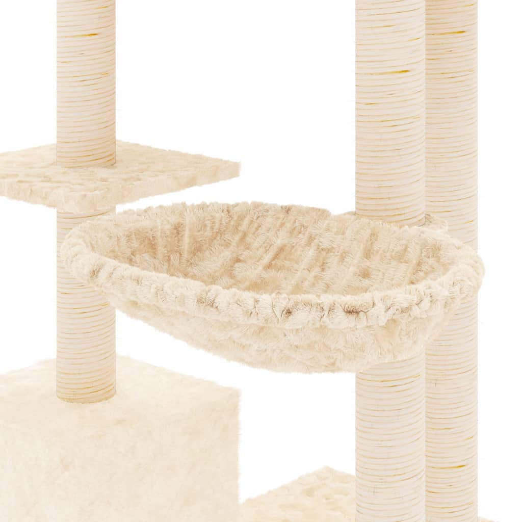 vidaXL Arbre à chat avec griffoirs en sisal Crème 142 cm