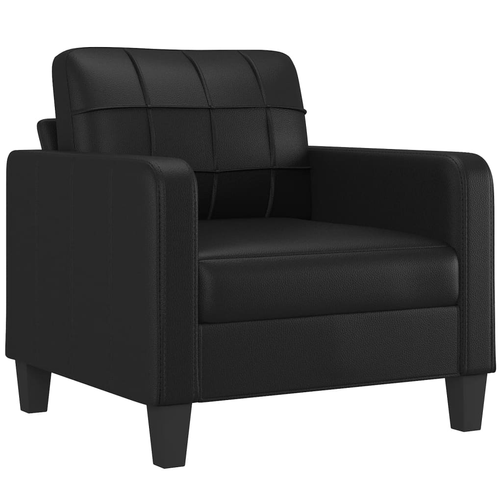 vidaXL Fauteuil avec repose-pied Noir 60 cm Similicuir