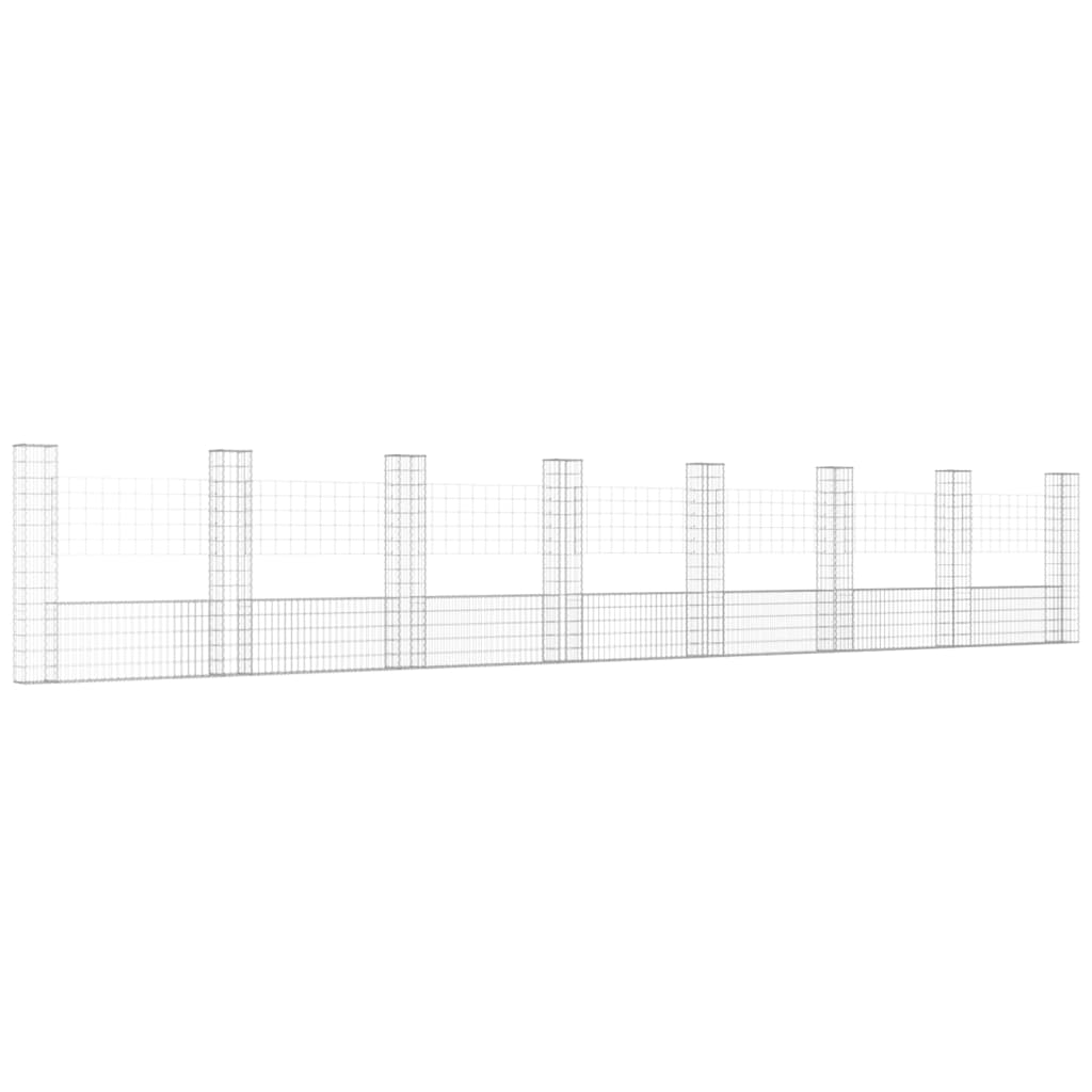 vidaXL Panier de gabion en forme de U avec 8 poteaux Fer 860x20x150 cm
