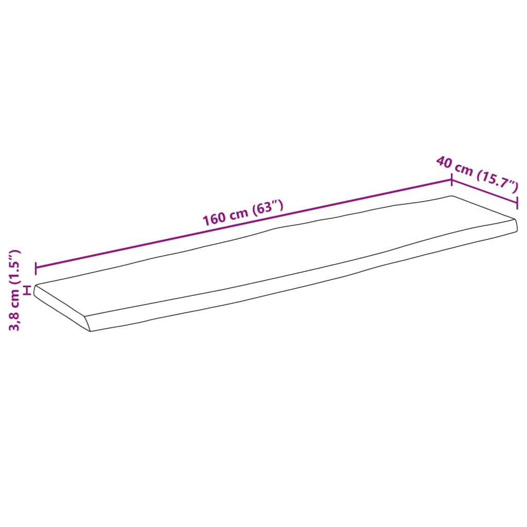 vidaXL Dessus de table 160x40x3,8 cm rectangulaire bois massif acacia