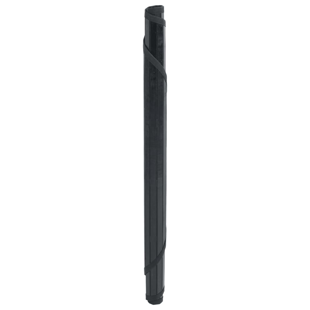 vidaXL Tapis rond noir 60 cm bambou
