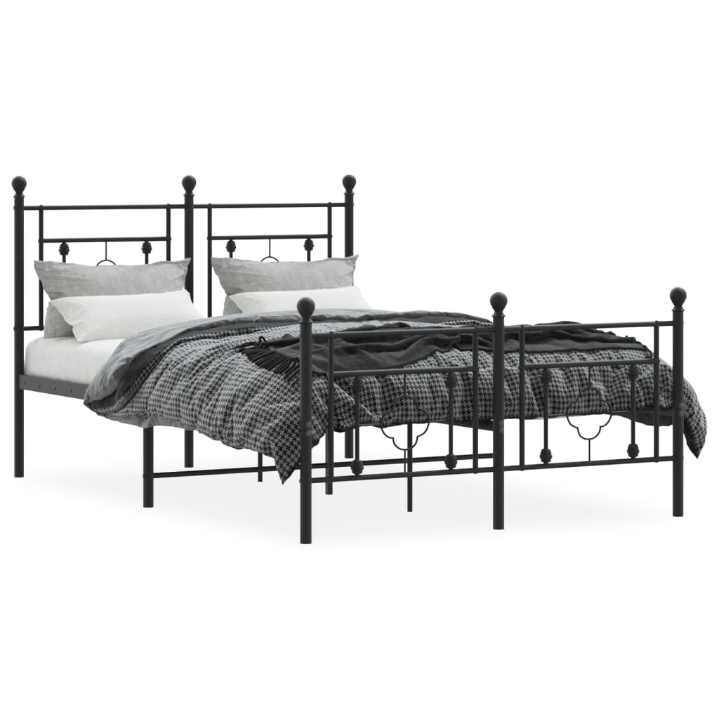 vidaXL Cadre de lit métal sans matelas avec pied de lit noir 120x200cm