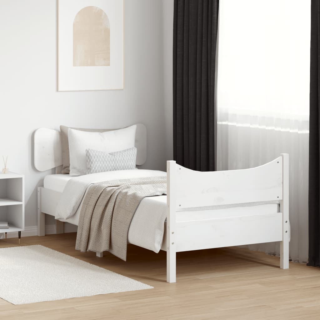 vidaXL Cadre de lit et tête de lit blanc 100x200 cm bois de pin massif