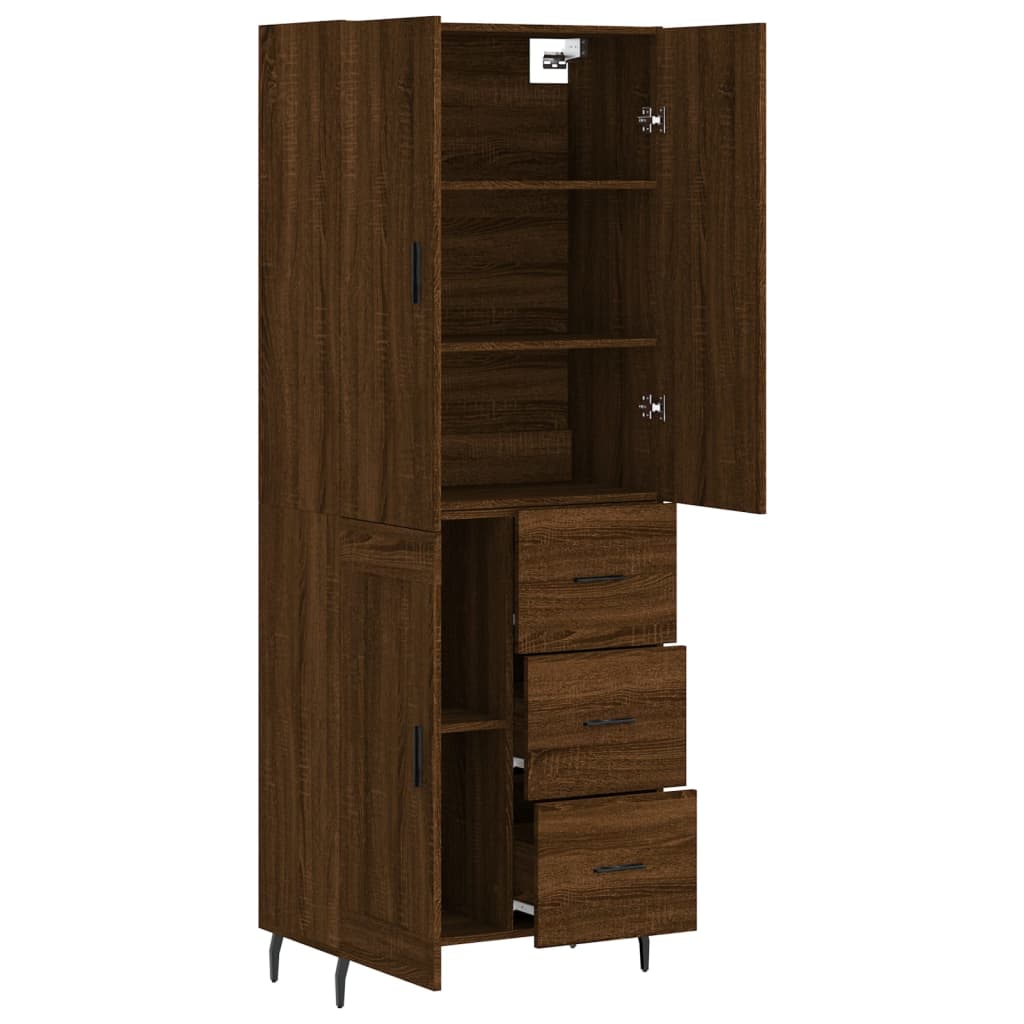 vidaXL Buffet haut Chêne marron 69,5x34x180 cm Bois d'ingénierie