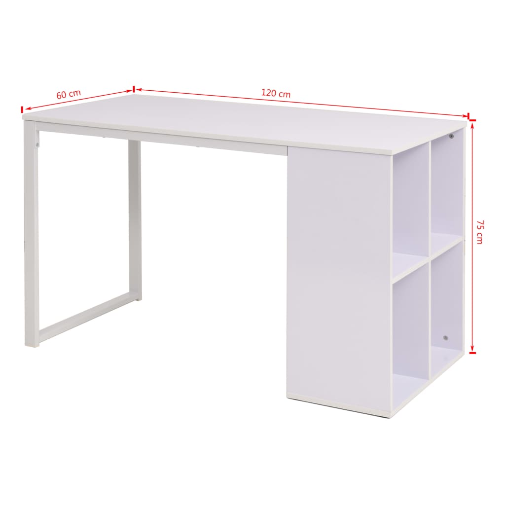 vidaXL Table d'écriture 120x60x75 cm Blanc