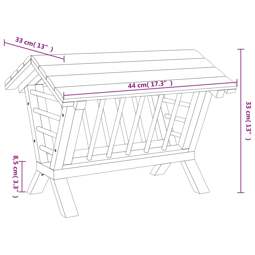 vidaXL Mangeoire à foin pour lapins 44x33x33 cm bois massif de sapin