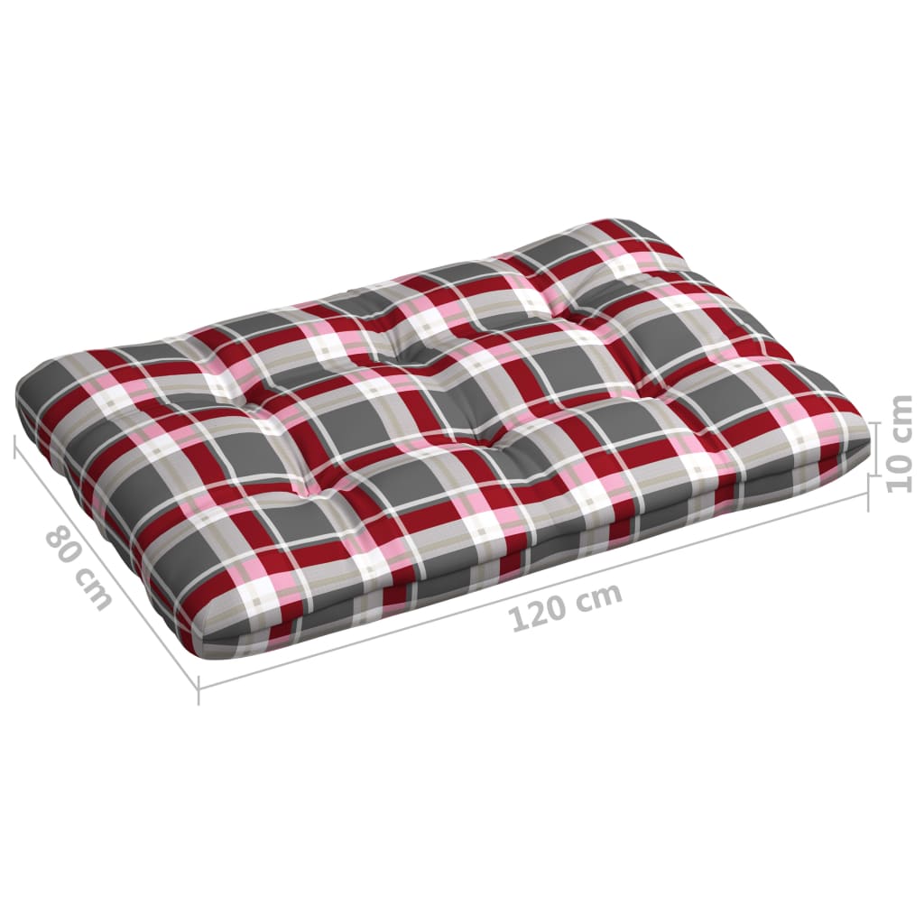 vidaXL Coussins de canapé palette lot de 7 Motif à carreaux rouge