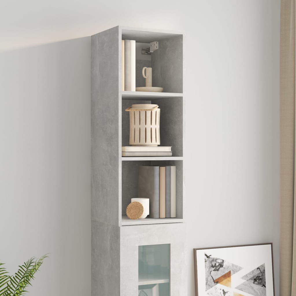 vidaXL Armoire murale Gris béton 34,5x32,5x90 cm Bois d'ingénierie