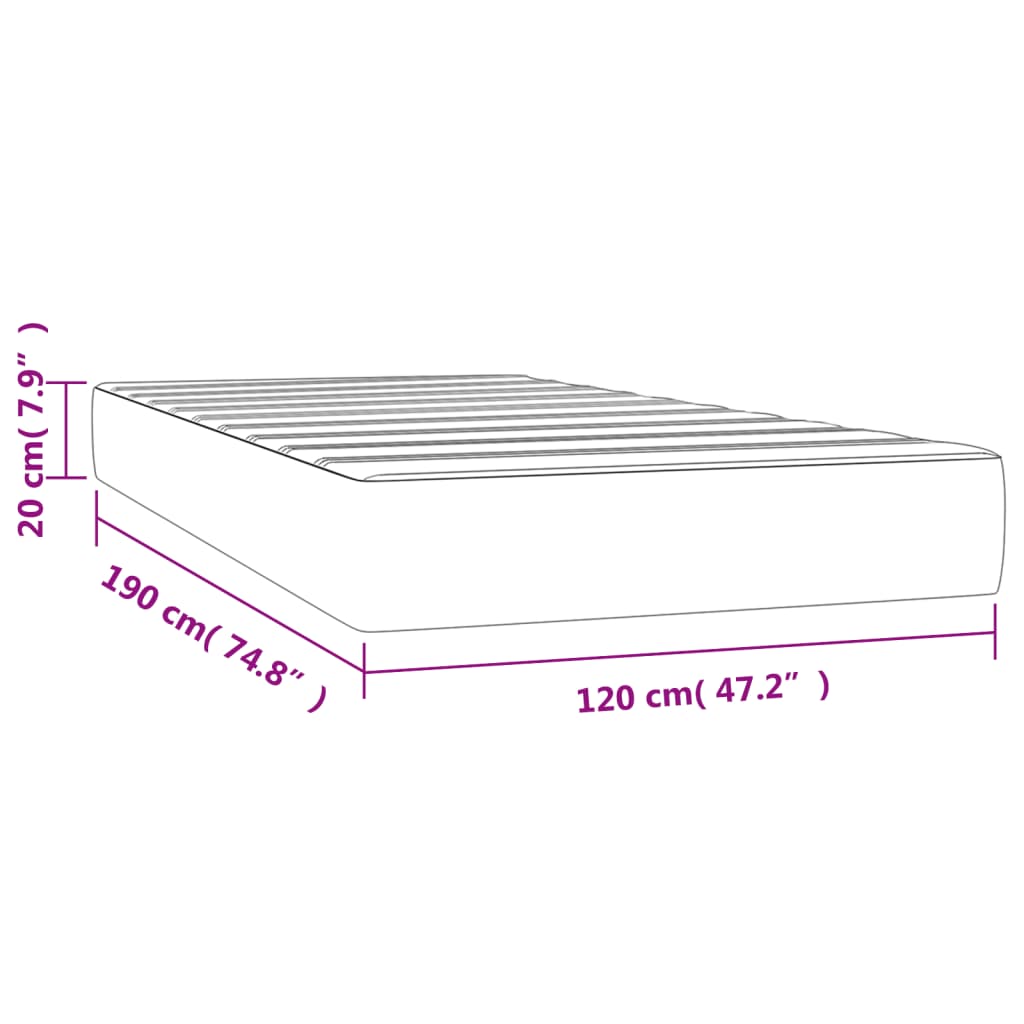 vidaXL Matelas de lit à ressorts ensachés gris clair 120x190x20 cm