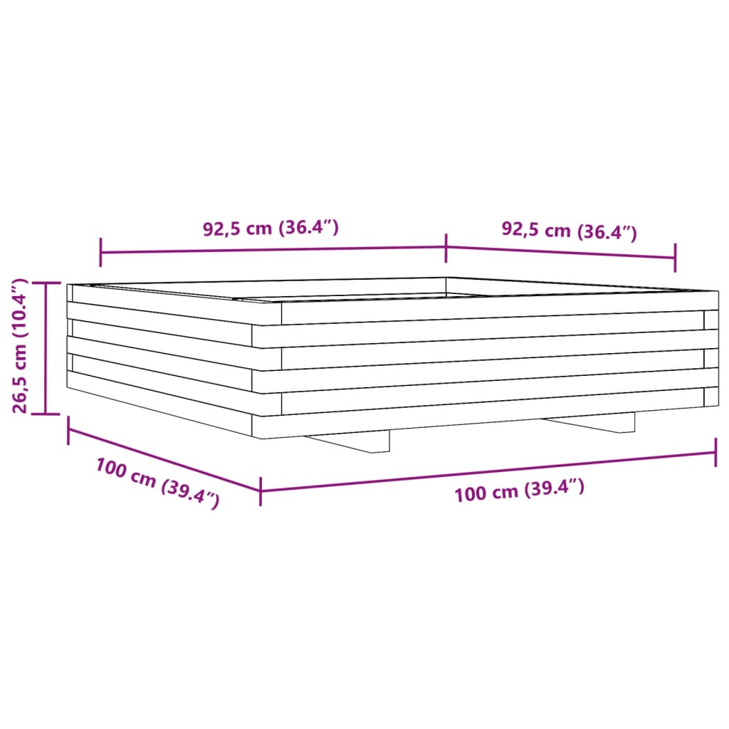 vidaXL Jardinière blanc 100x100x26,5 cm bois de pin massif