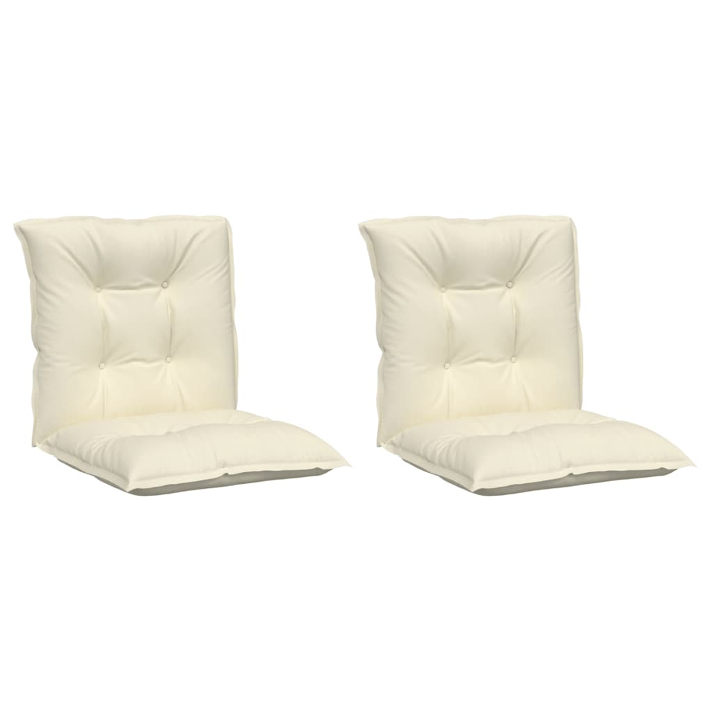 vidaXL Coussins de chaise de jardin à dossier bas lot de 2 crème