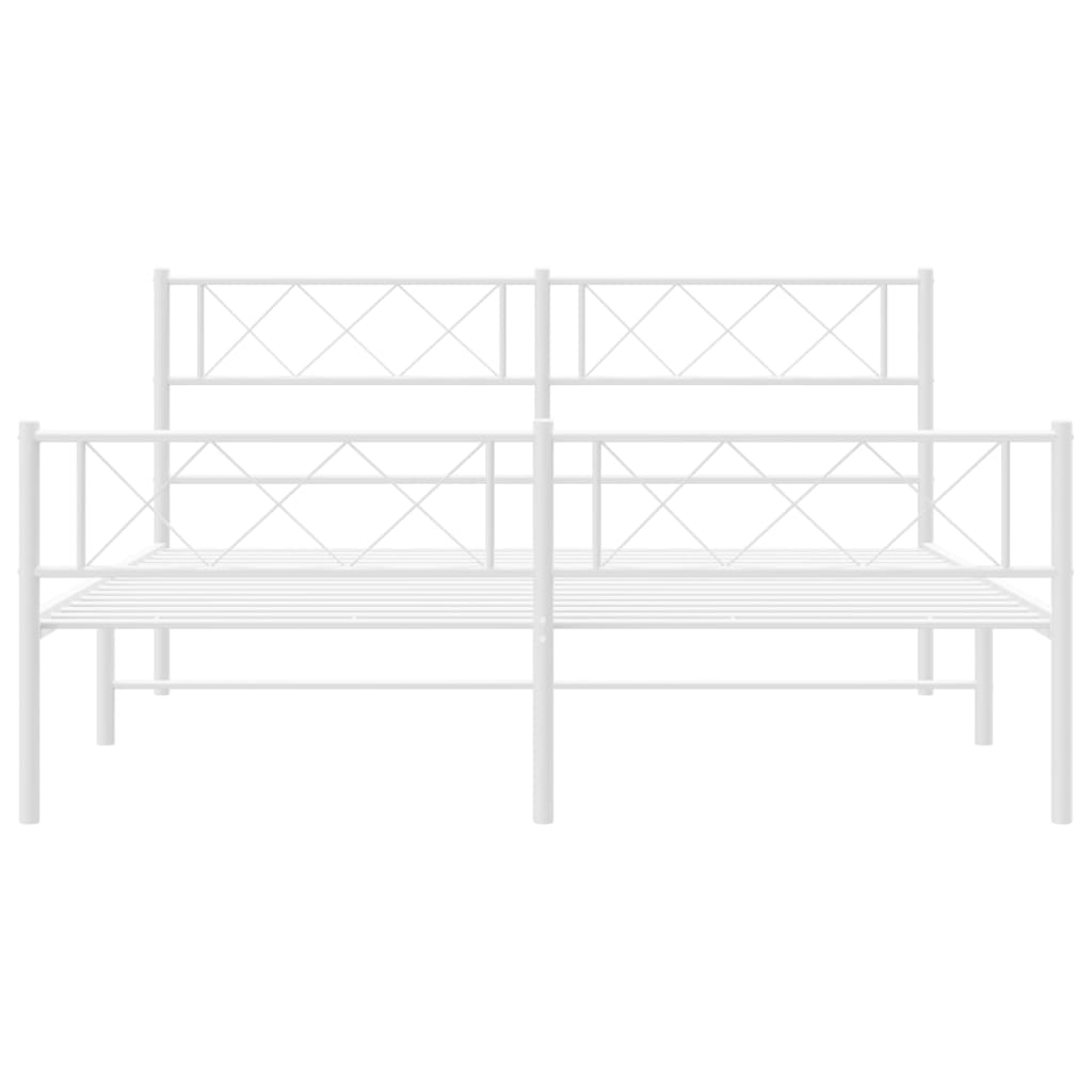 vidaXL Cadre de lit métal sans matelas et pied de lit blanc 135x190 cm