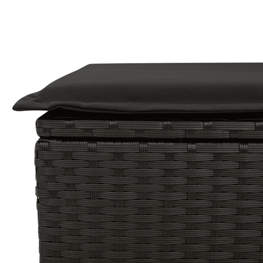 vidaXL Salon de jardin 3 pcs avec coussins noir résine tressée