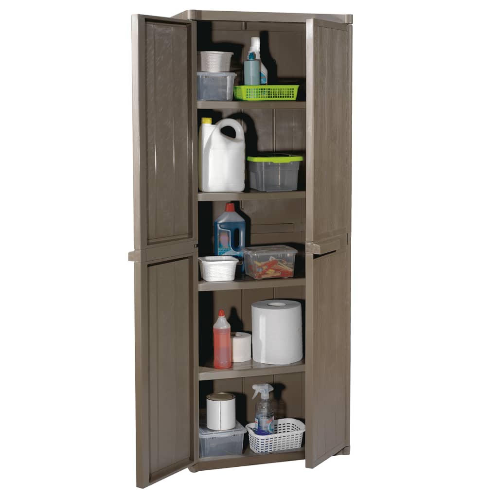 vidaXL Armoire de rangement jardin Marron 65x45x172 cm PP Aspect bois