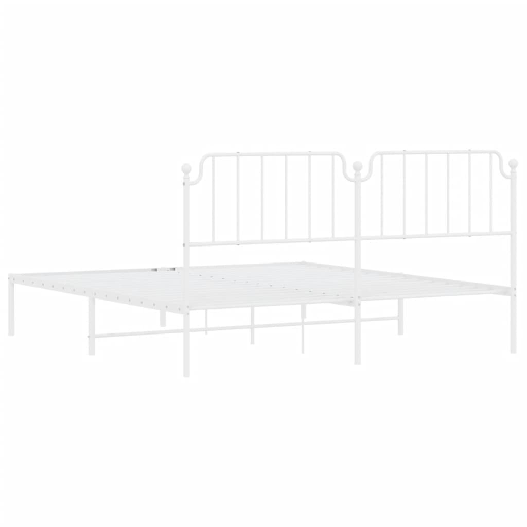 vidaXL Cadre de lit métal sans matelas et tête de lit blanc 183x213 cm