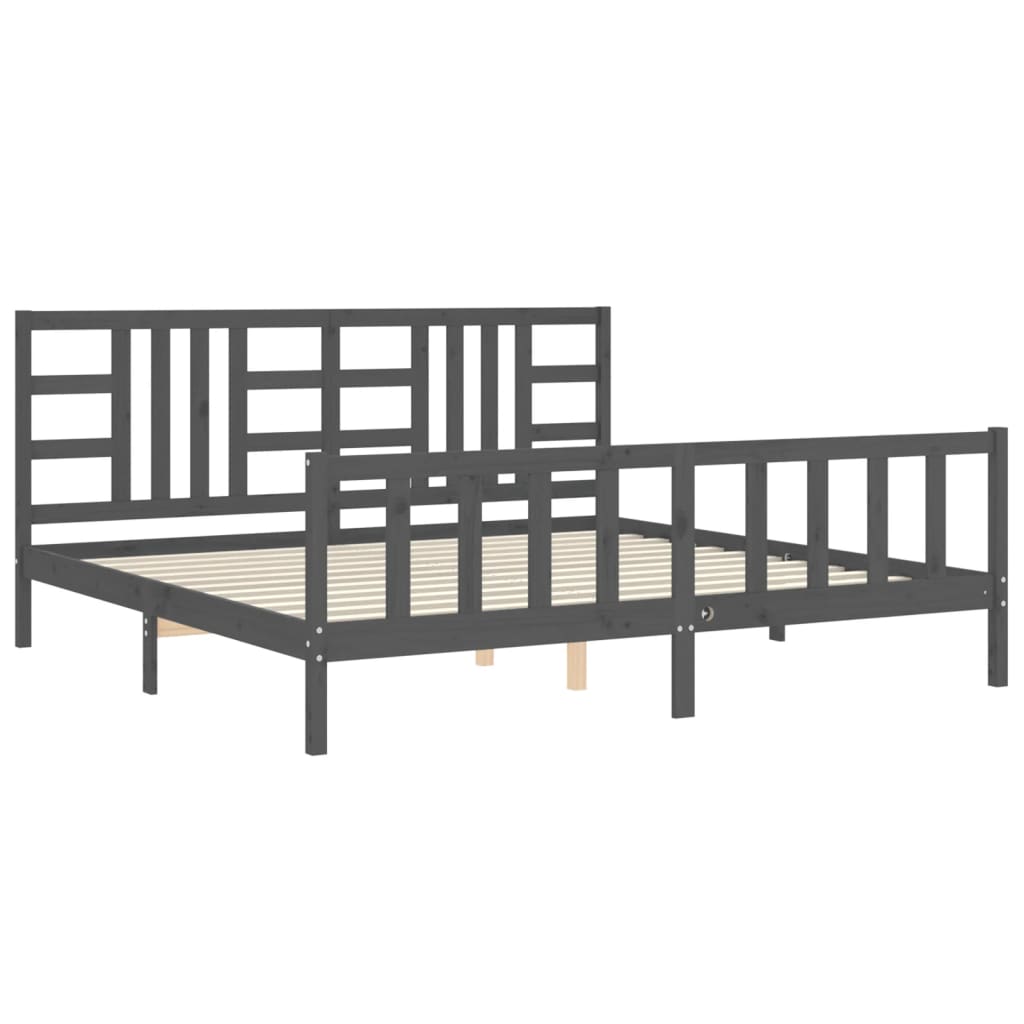 vidaXL Cadre de lit sans matelas gris 200x200 cm bois massif de pin