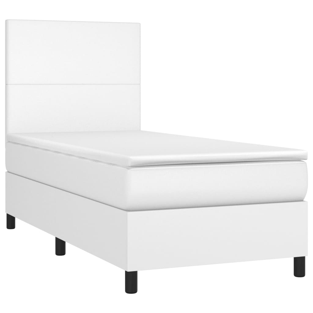 vidaXL Sommier à lattes de lit avec matelas Blanc 90x200 cm Similicuir