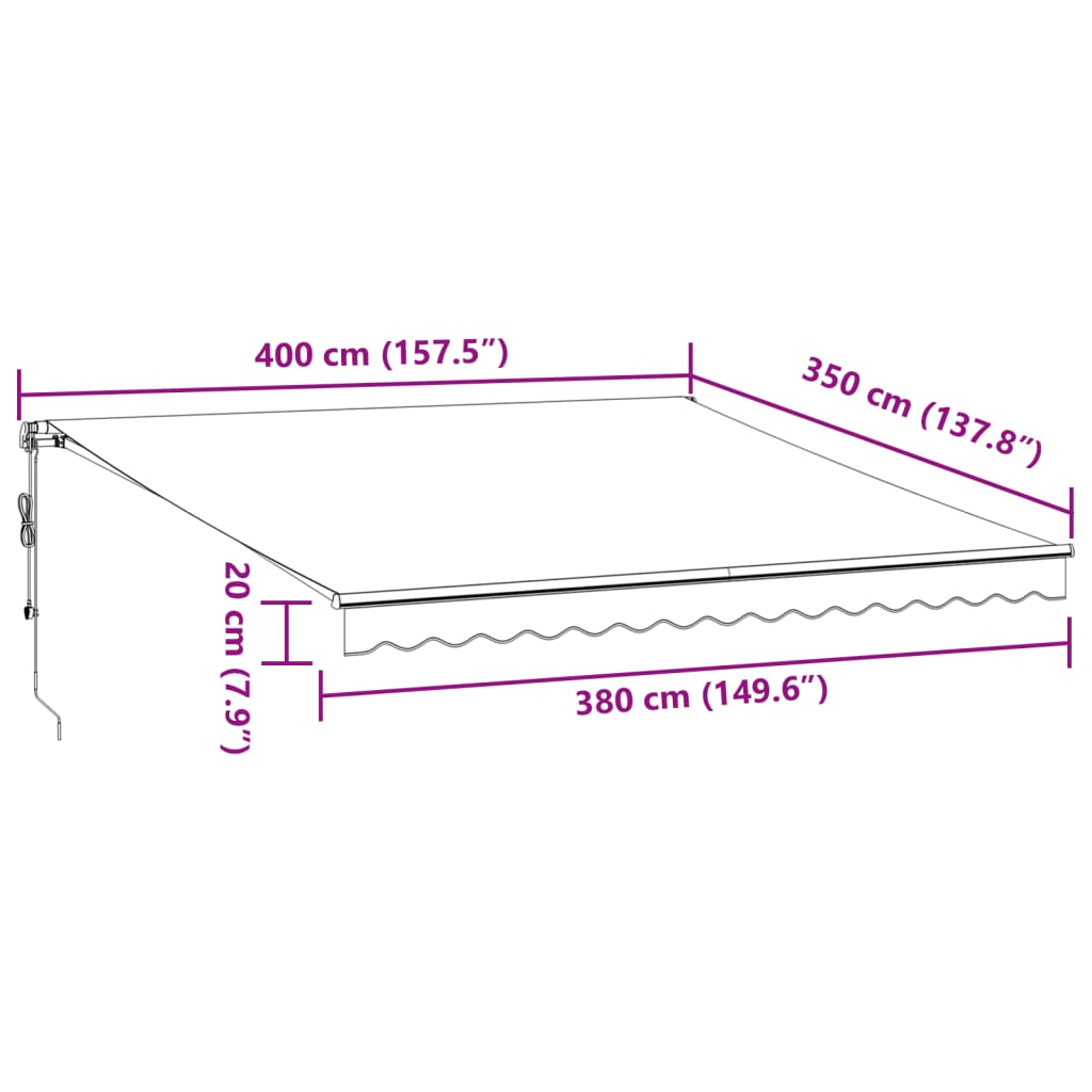 vidaXL Auvent rétractable automatique avec LED anthracite et blanc